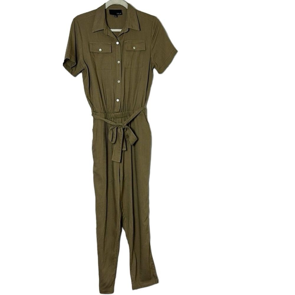 FATE by LFD size Small short sleeve button down collar jumpsuit stretch waist